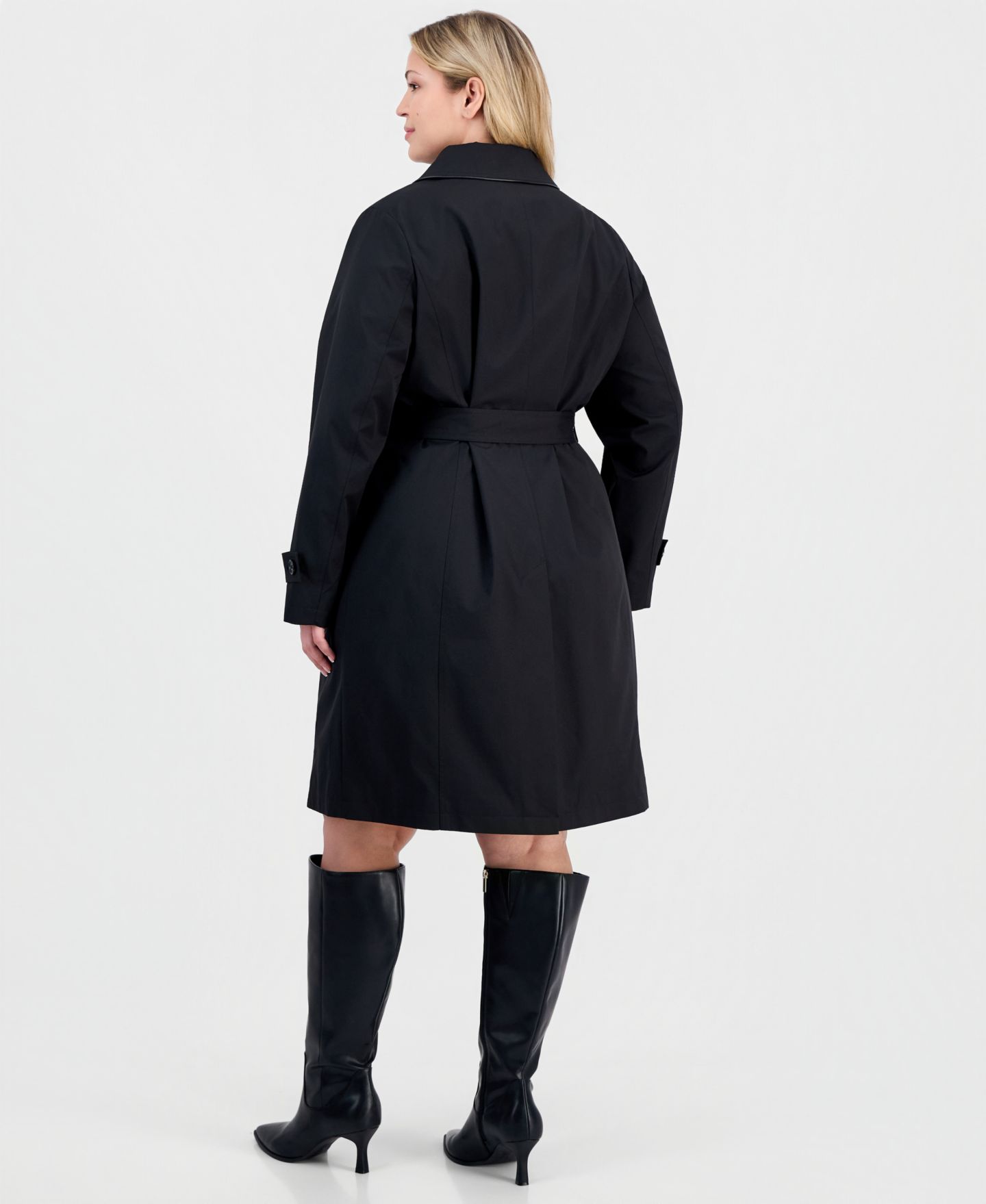 Женское пальто Michael Kors MICHAEL Plus Size Single-Breasted Trench Coat, Created for Macy's, цвет: Чёрный — фото 3
