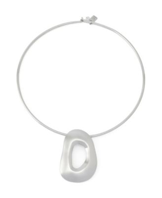 Robert Lee Morris Soho Rhodium Sculpted Link Pendant Wire Collar Necklace - Rhodium
