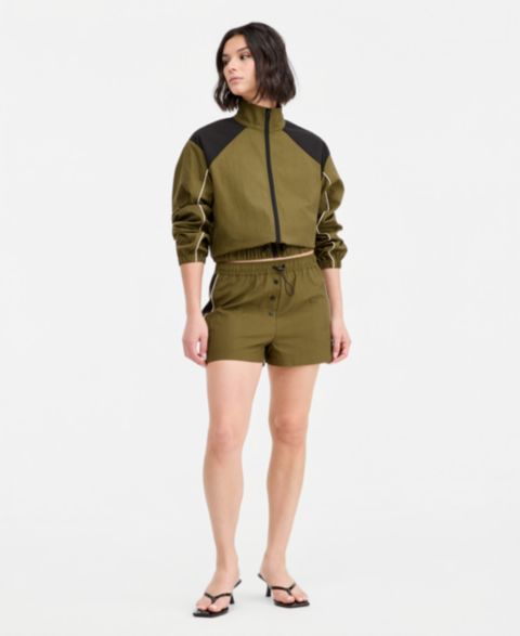 Женские шорты Bar III Side-Striped Track Shorts, цвет: Насыщенный оливковый