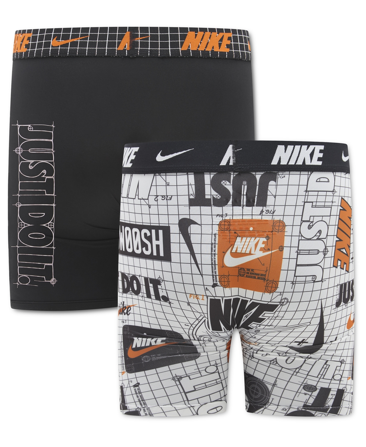 Nike Boys' 8-20 Printed Long Boxer Briefs, 2-Pack