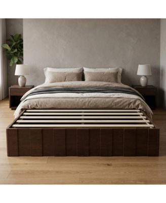 All Size Platform Bed Frame with Wood Slats, No Box Spring Needed, Rounded Corners, Sturdy Wood Frame, Easy Assembly
