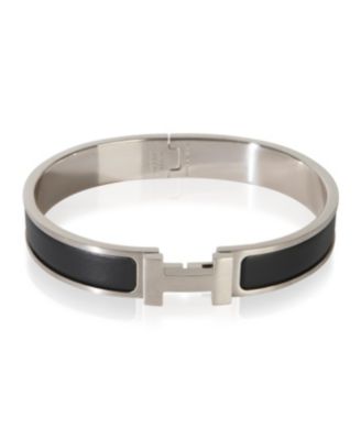 Pre-Owned Hermes Clic Hh In Noir Mat Bracelet - Palladium plated