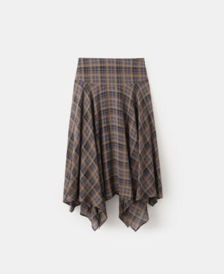 Women's Checked Asymmetric Skirt