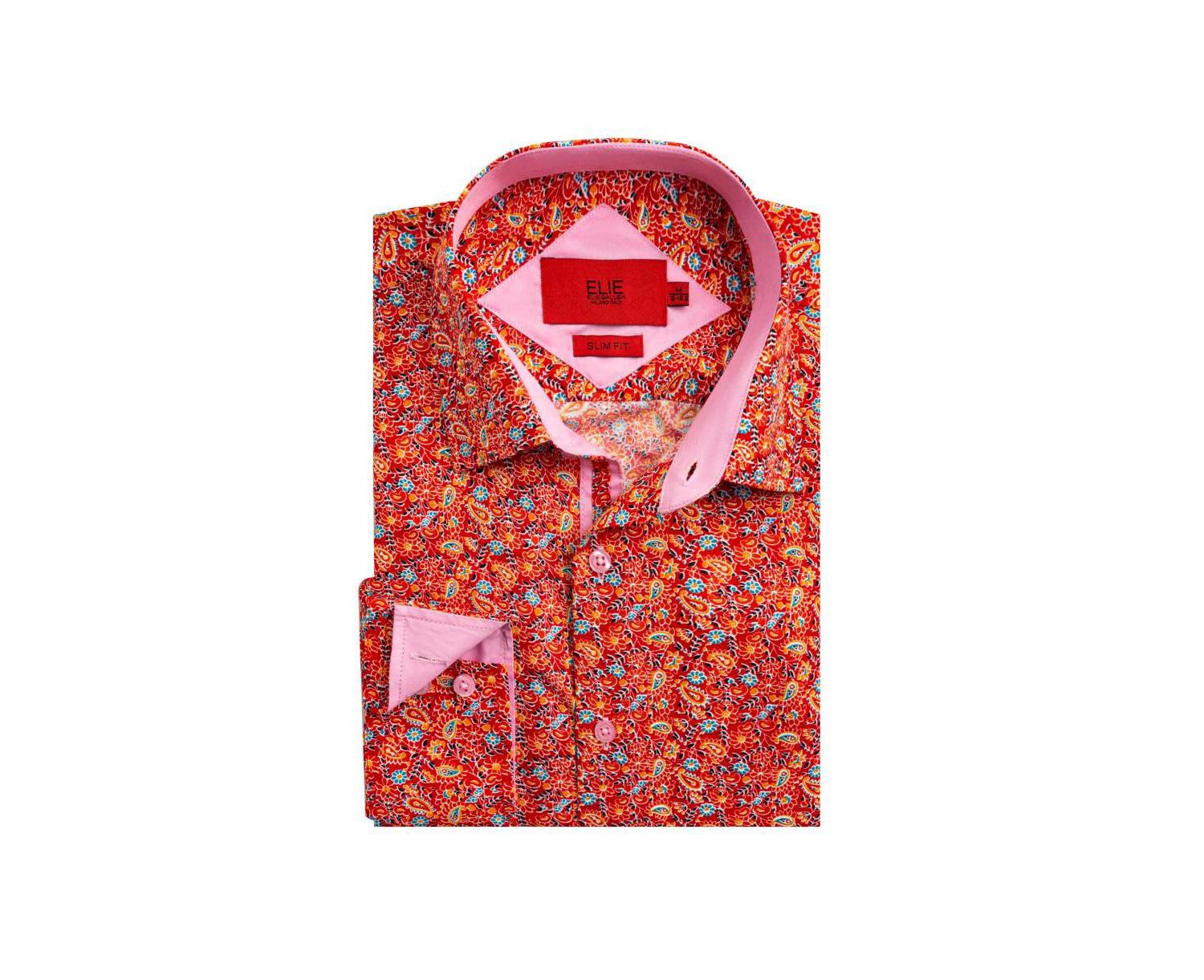 Men's Slim Fit Paisley Print Button-Down Shirt