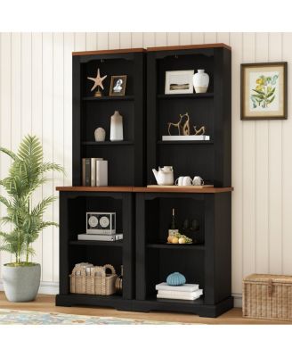 Two-Piece Elegant Freestanding Tall Cabinet with Curved Shelving
