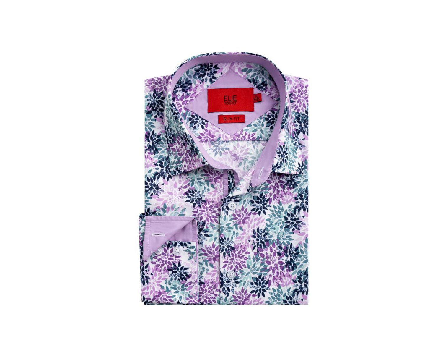 Men's Slim Fit Floral Button-Down Shirt