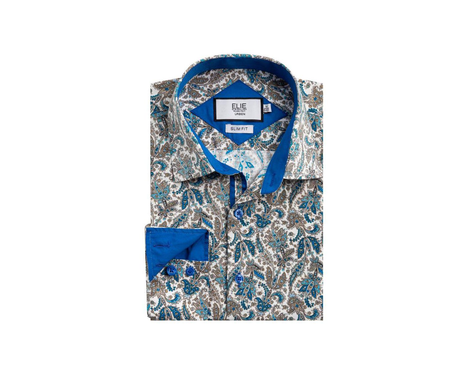 Men's Slim Fit Paisley Sport Button-Down Shirt