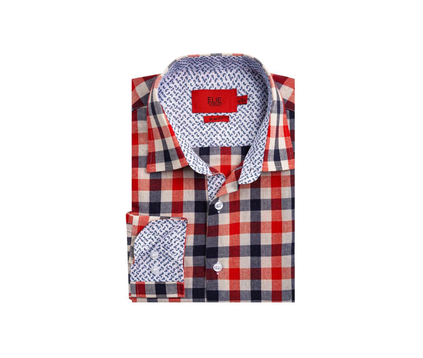 Мужская рубашка Elie Balleh Slim Fit Gingham Plaid, цвет: Красный — фото 4