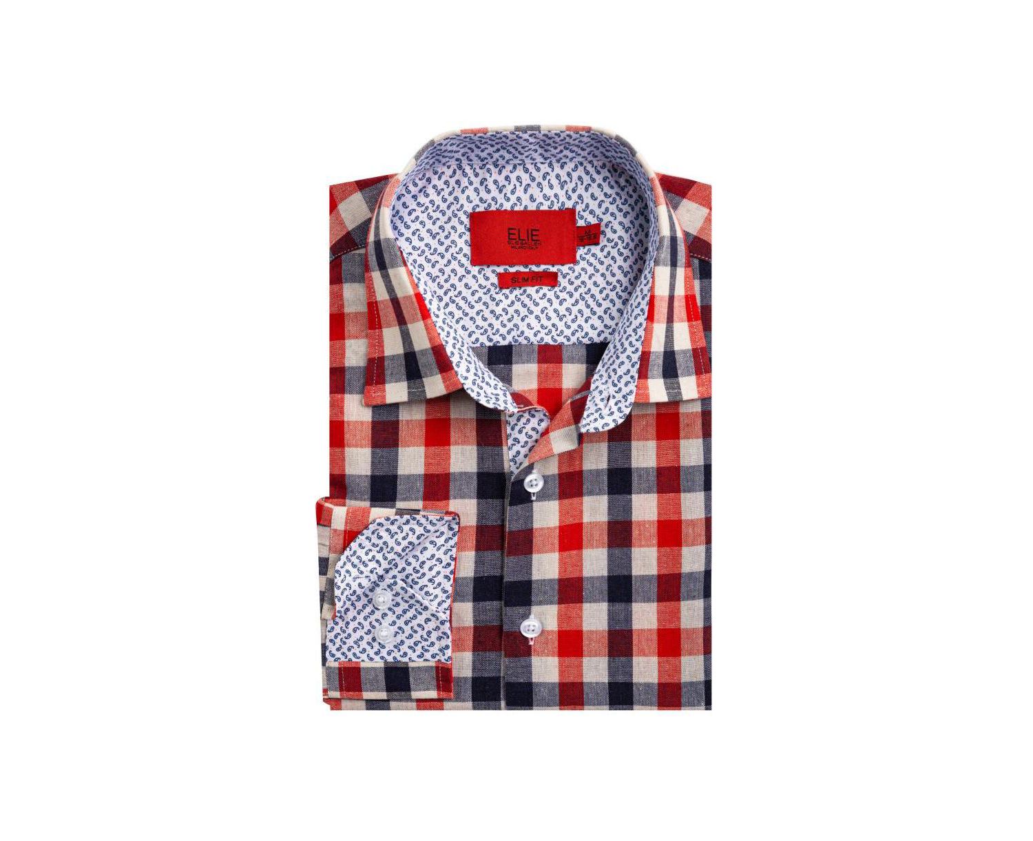 Men's Slim Fit Gingham Plaid Shirt