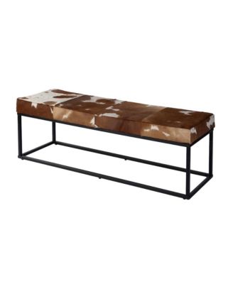 Stinson 54 in. W Hair on Hide and Iron Accent Bench