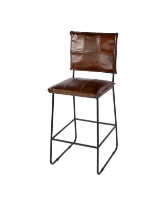 Niles Leather and Iron Bar Stool