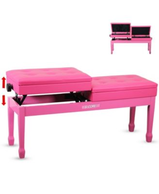 Duet Piano Bench 3.5 Inch Padded Cushioned Stool Wooden Heavy Duty Musician Chair w Storage