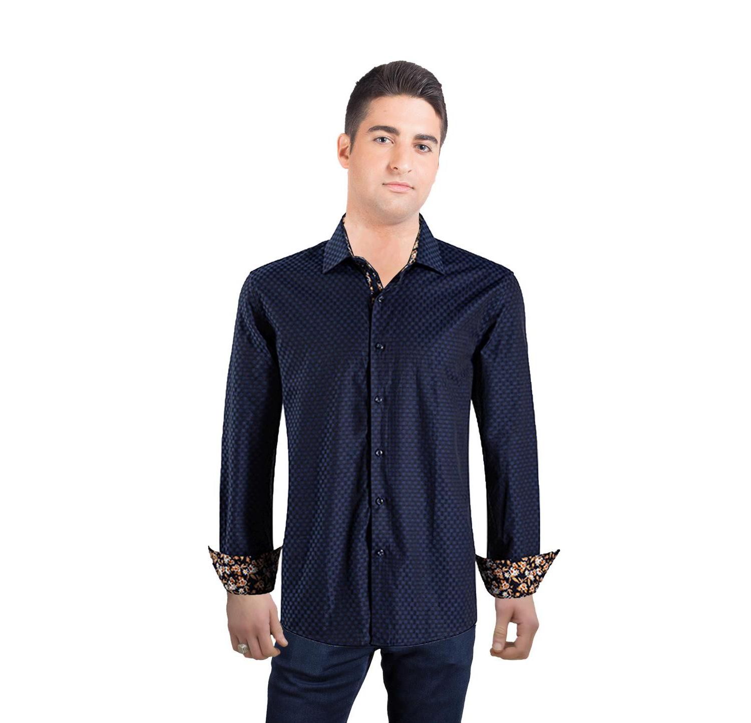 Men's Slim Fit Jacquard Dot Button-Down Shirt