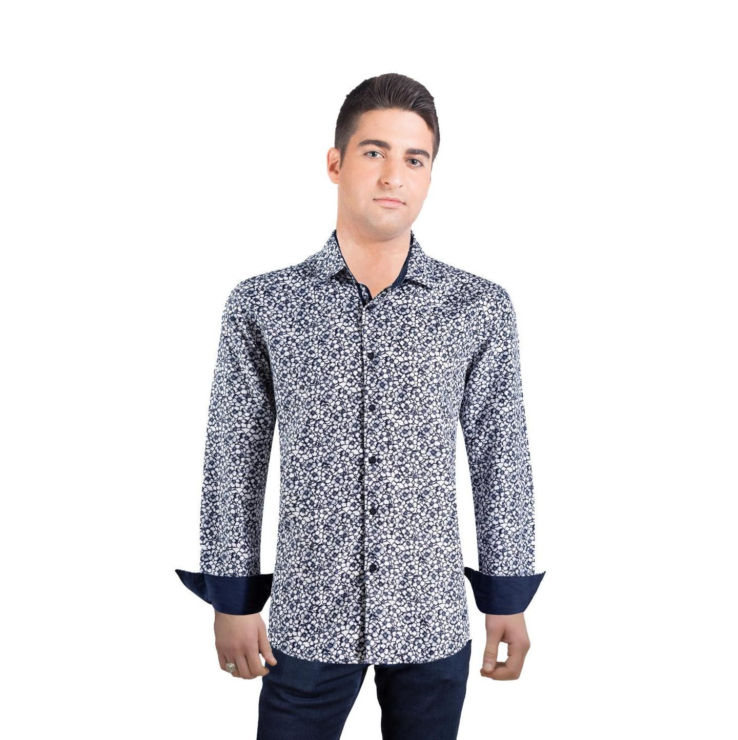 Мужская рубашка Elie Balleh Slim Fit Floral Print Button-Down Shirt for Men, цвет: Белый — фото 1