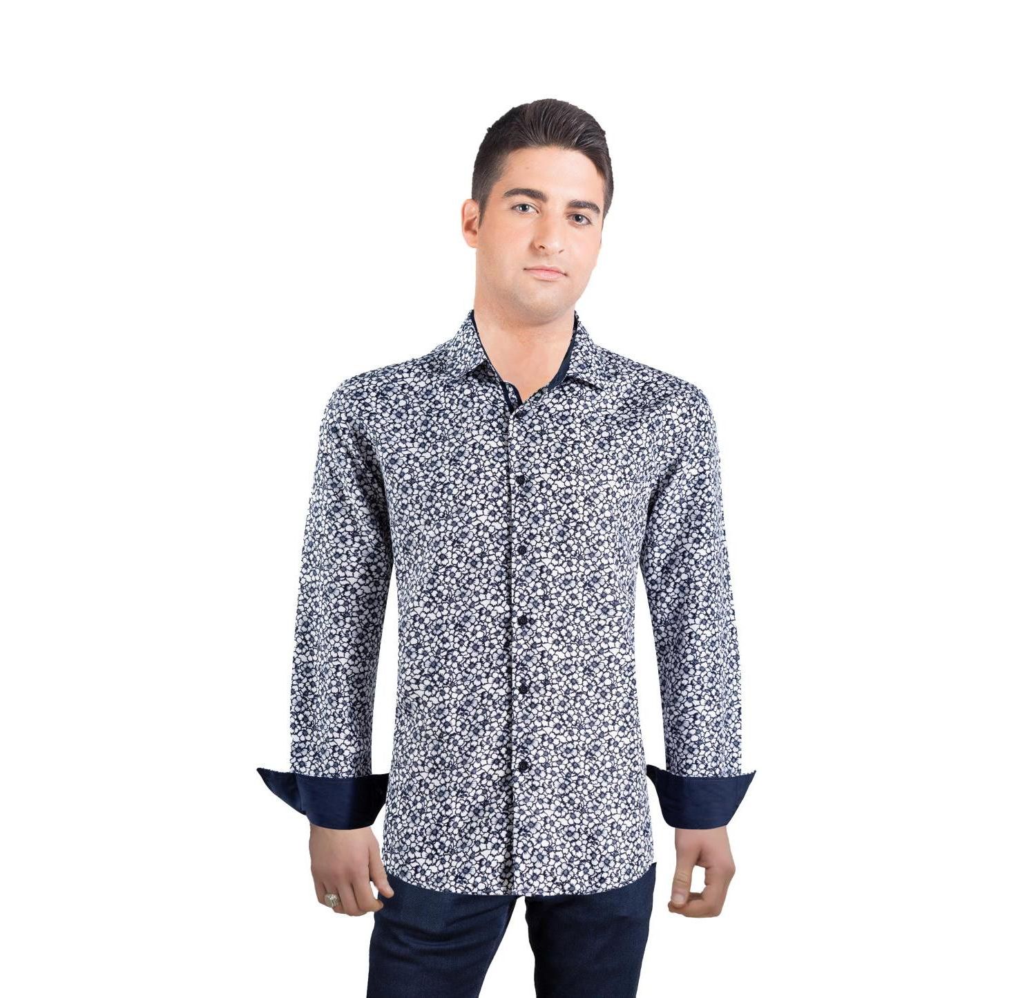 Men's Slim Fit Floral Print Button-Down Shirt for Men