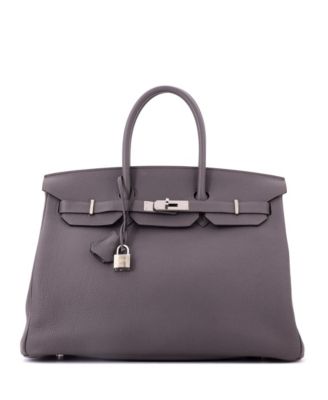 Birkin 35 Handbag Grey Togo with Palladium Hardware