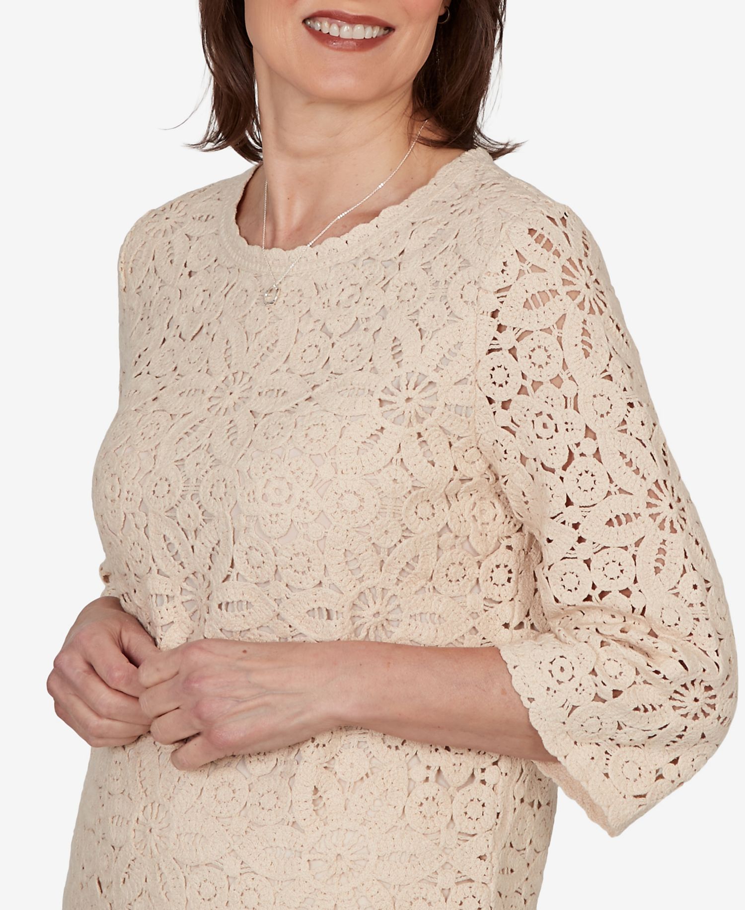 Women's Camden Market Floral Crochet Lined Knit Top