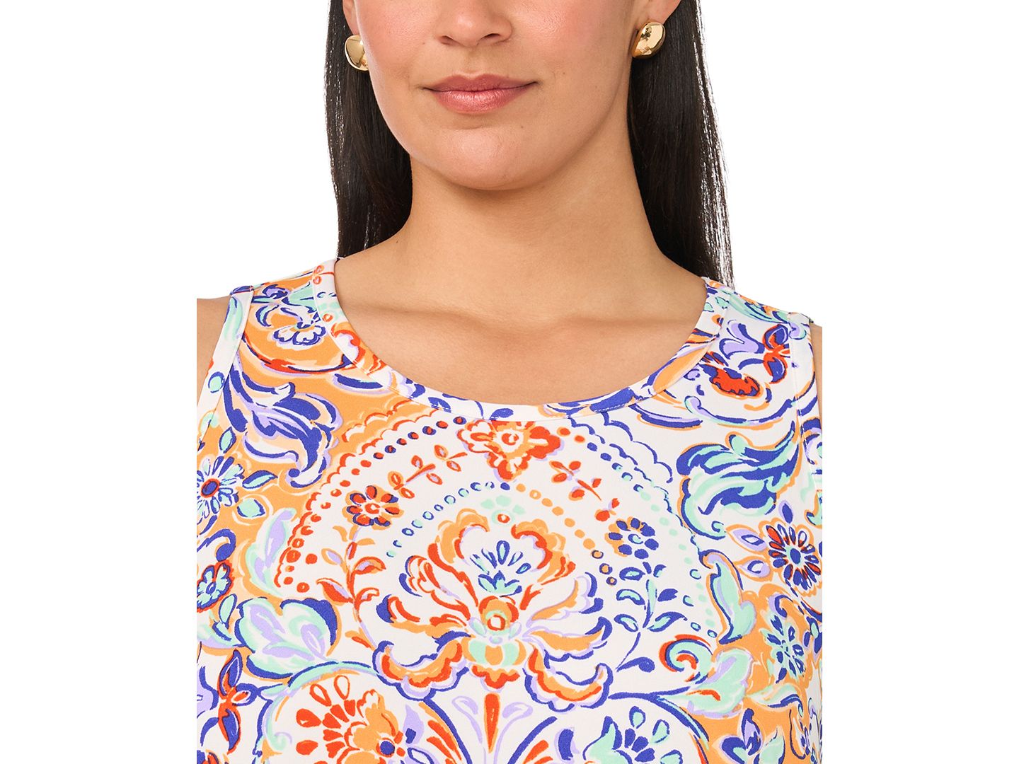 Женское платье MSK Plus Size Sleeveless Round Neck Maxi, цвет: Слоновая кость разноцветный — фото 4