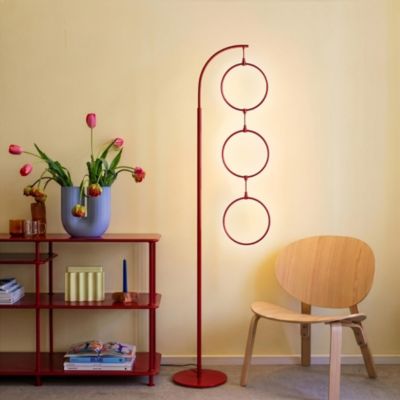 3 Ring Lamp 74" Dimmable LED Floor Lamp with Hanging Ring Design and Touch Control, Smart Plug Compatible, Gold Brass