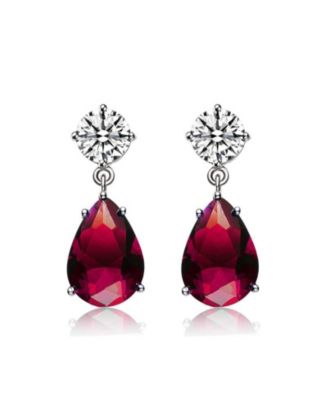 Dainty Sterling Silver Pear and Round CZ Mini Drop Earrings