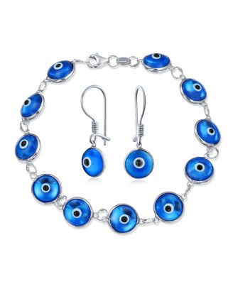 Spiritual Protection Amulet Evil Eye Strand Bracelet and Earrings Set