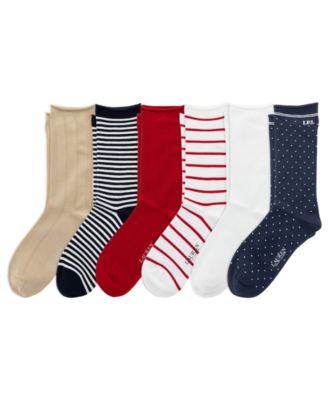 Women's Dot and Stripe Roll-Top Trouser Socks, 6-Pack