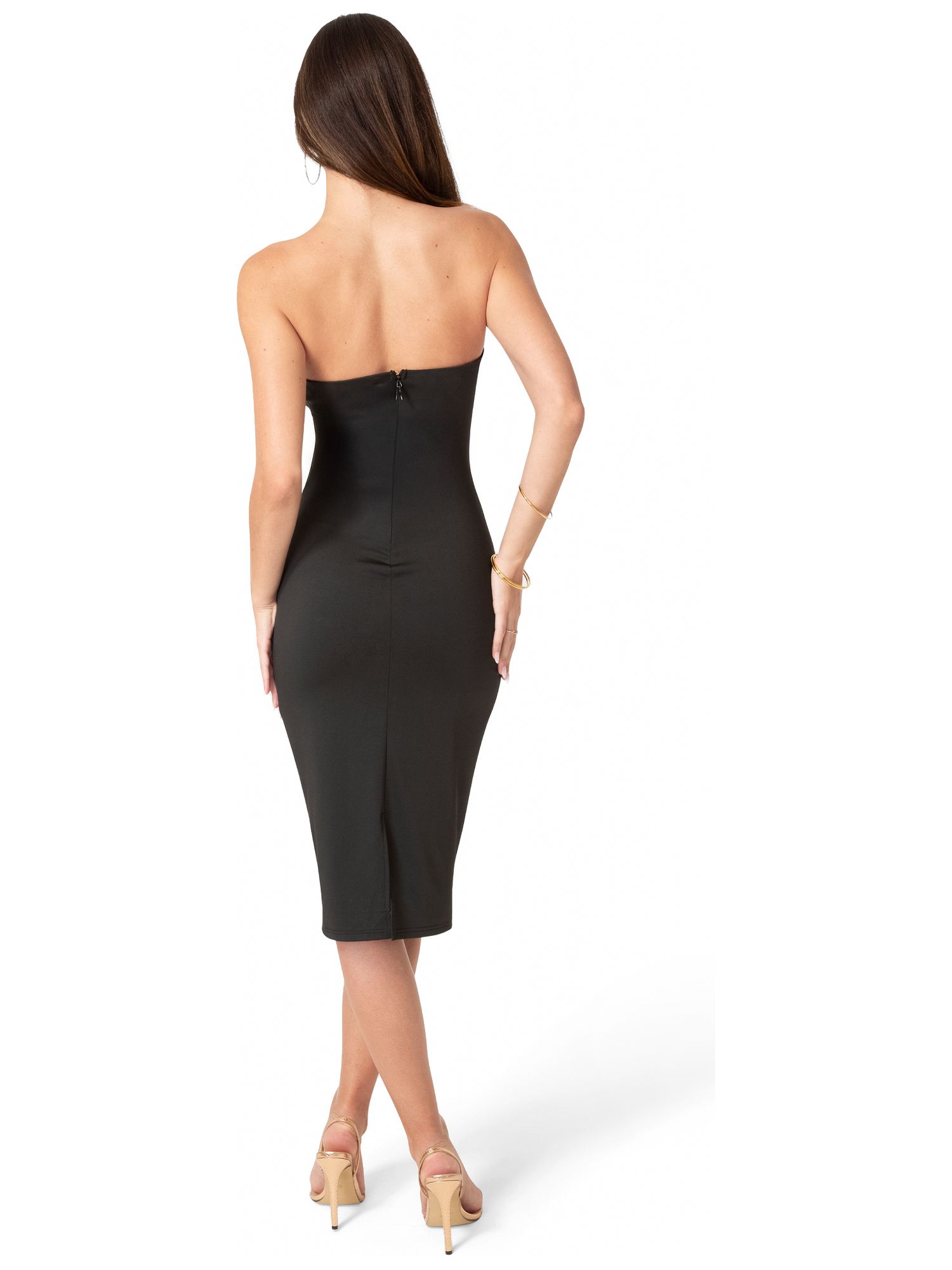 Women's Strapless Cutout Slim Midi Dress