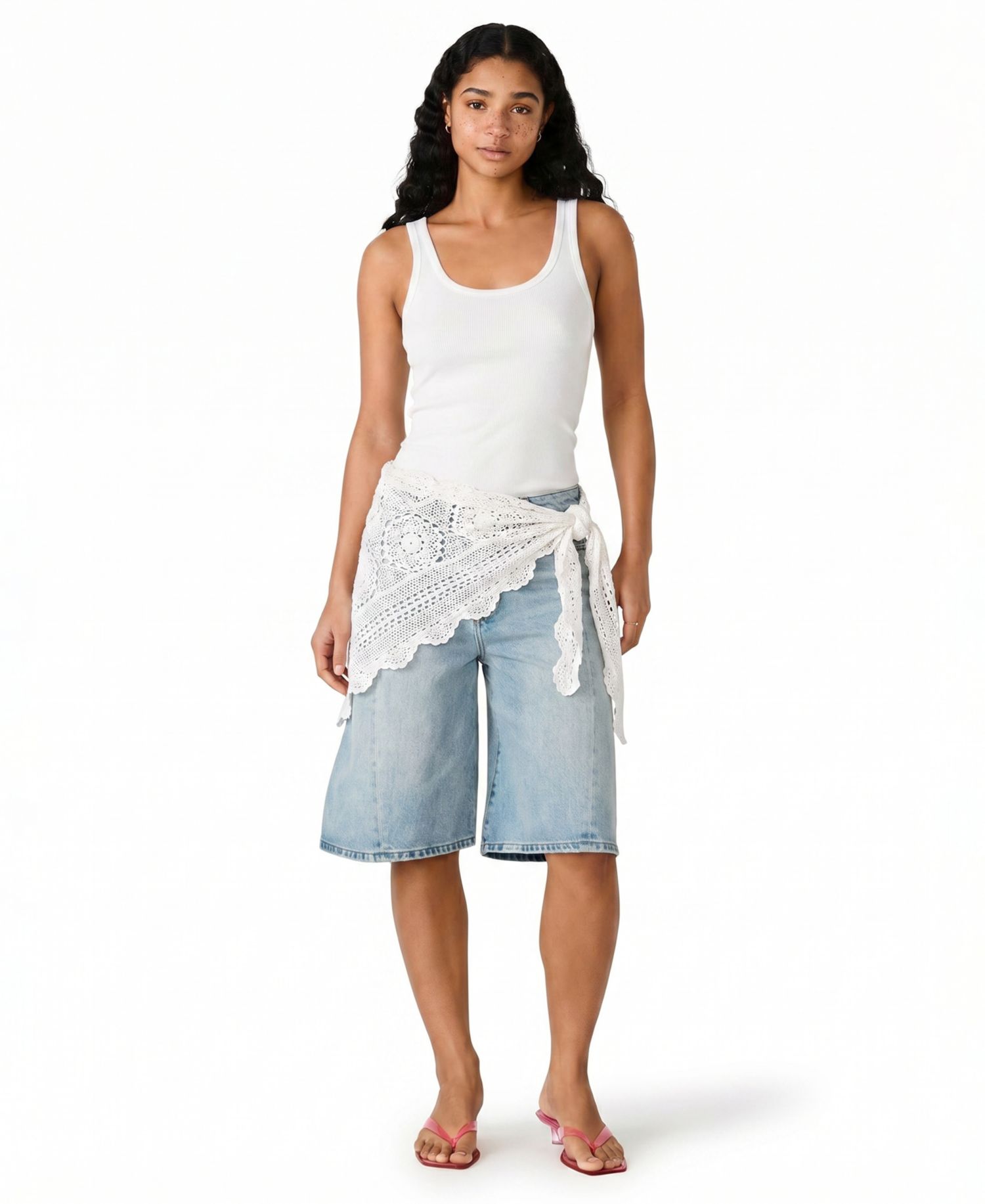 Women’s Kesha Crochet Scarf-Detail Shorts