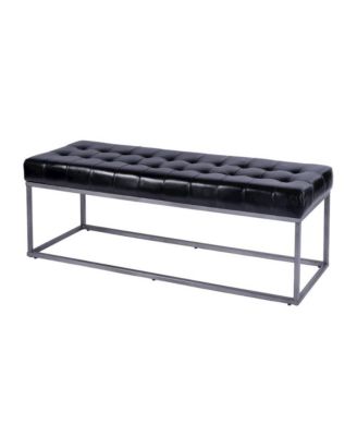 Knox 54 in. W Leather and Iron Accent Bench