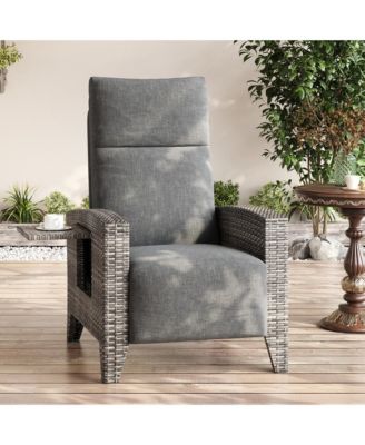 150degree(s) Adjustable Reclining Patio Chair - Lay-Flat Outdoor Lounge, Turn over-Up Side Table, Removable Cushion
