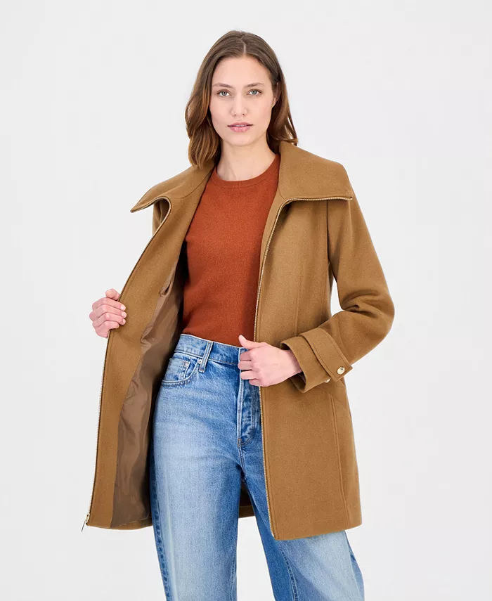 Women's Collared Zip-Front Coat - thumbnail 8