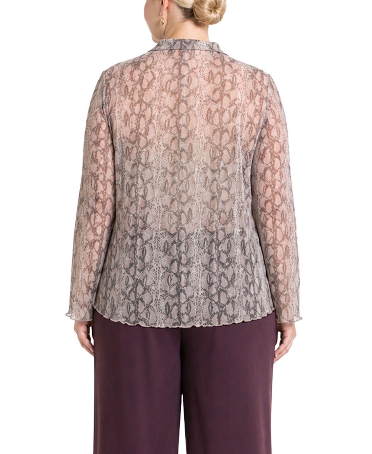 Plus Size Python Mesh Button-Front Shirt