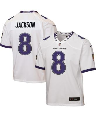 Big Boys and Girls Lamar Jackson White Baltimore Ravens Game Jersey