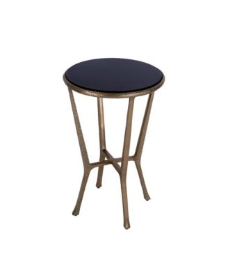Ivy 15.5 in. W Round Metal and Granite Side Table