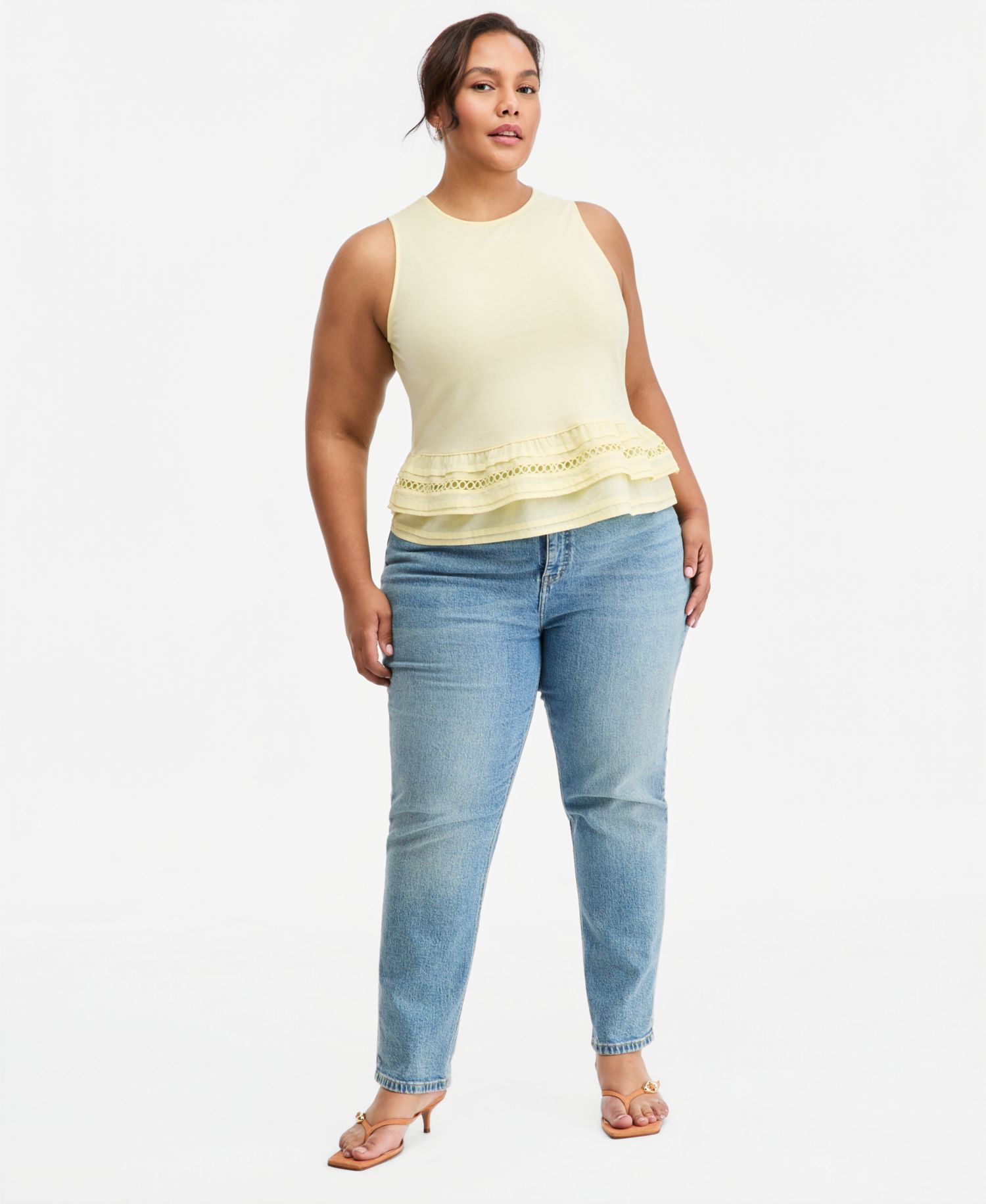Trendy Plus Size Ruffle-Hem Square-Neck Tank