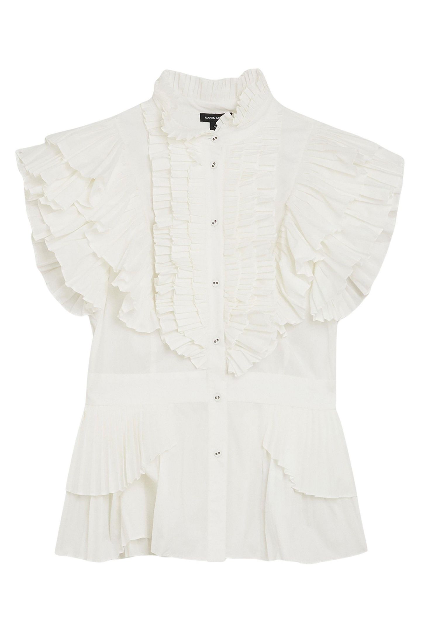 Женская блузка Karen Millen Sleeveless Pleated Ruffle, цвет: Белый — фото 5