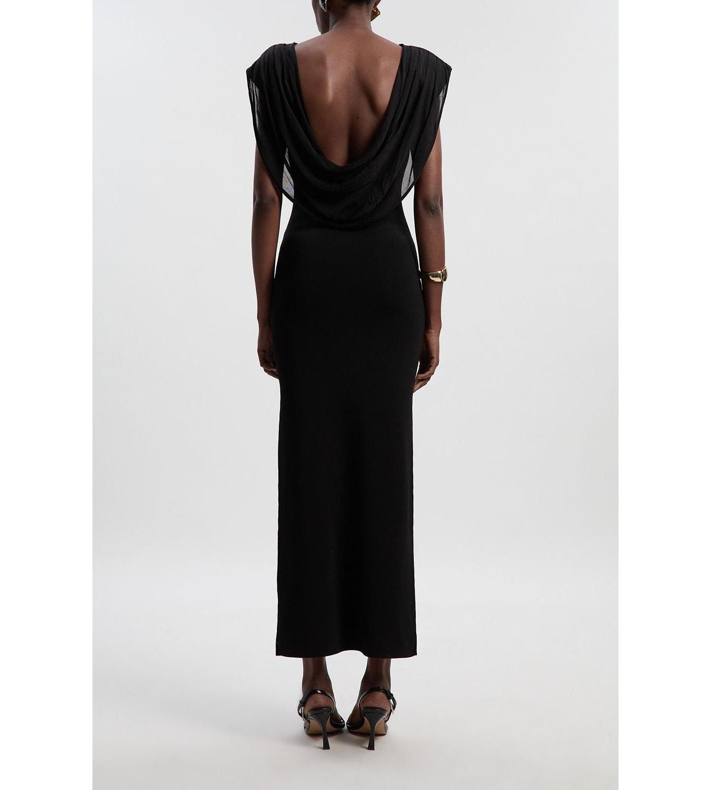Женское платье Karen Millen Plunge Back Sleeveless Maxi, цвет: Чёрный — фото 6