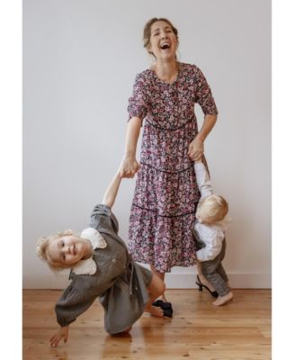fall dress with slit Olivia Nursing Dress XS / Heather Blue