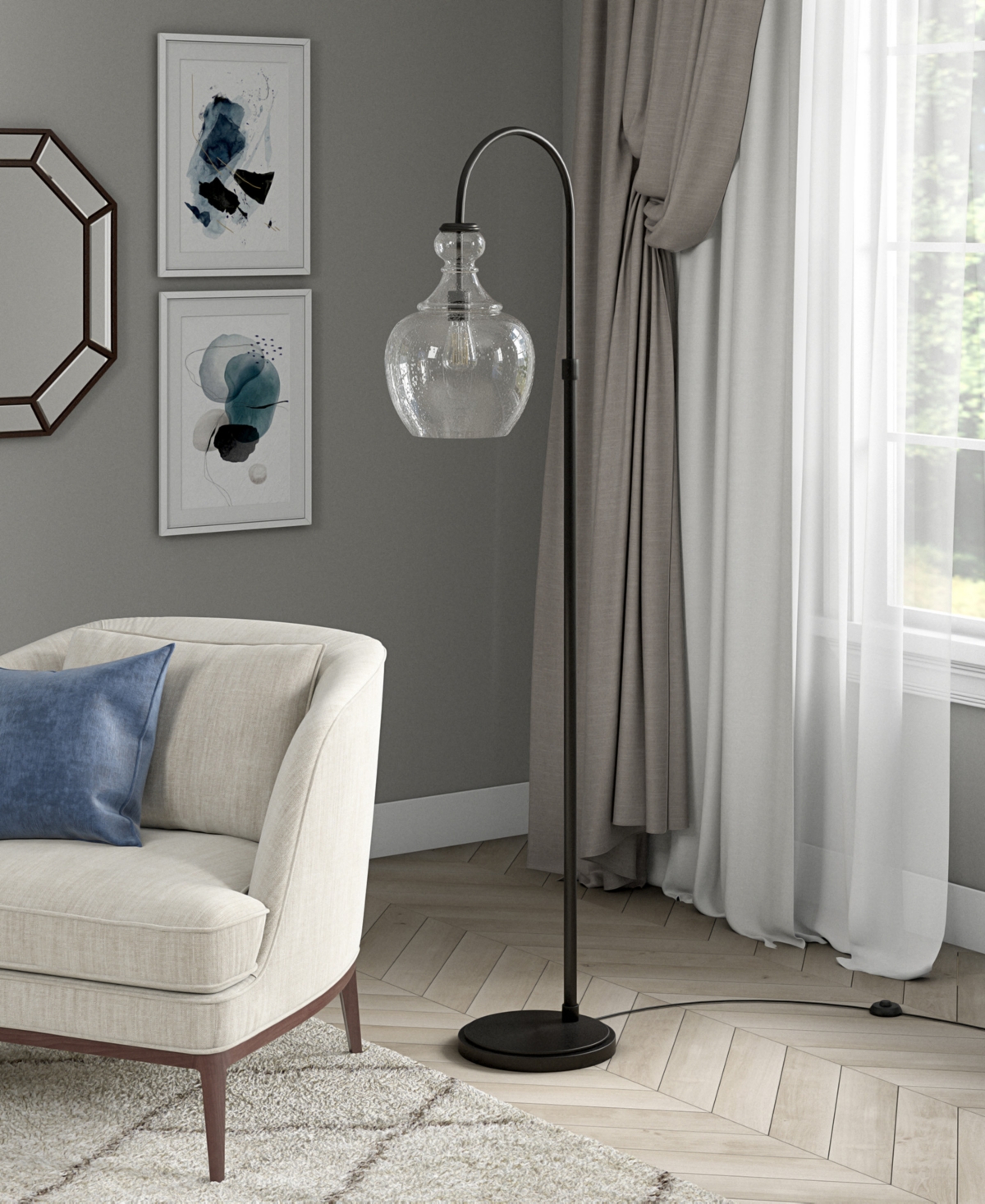 Hudson & Canal Verona 70" Metal Arc Floor Lamp