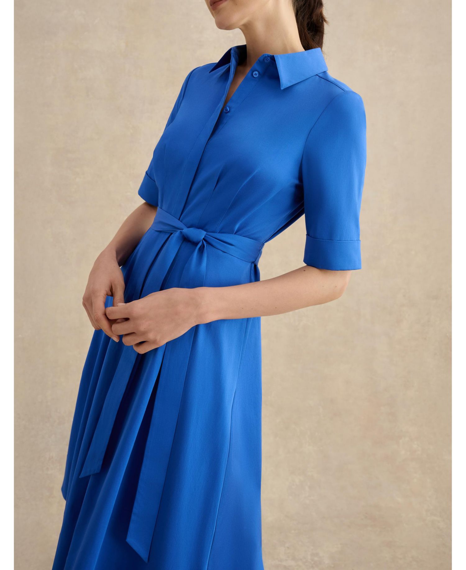 Women's Brigitta Pleated Tie-Belt Shirt Dress