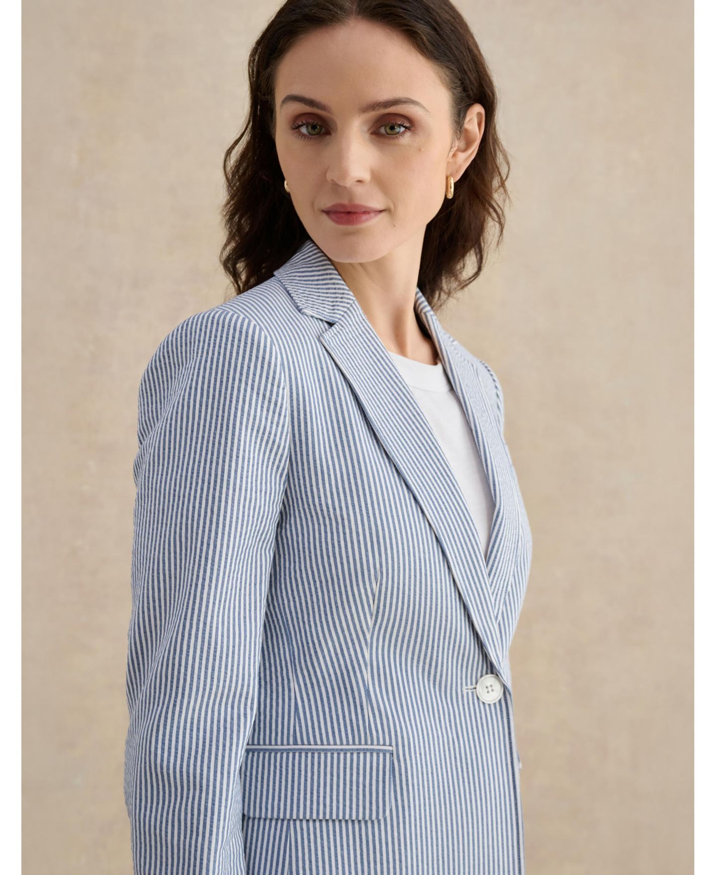 Женский пиджак Hobbs London Blake Structured Single-Button Blazer, цвет: Пастельный синий — фото 5