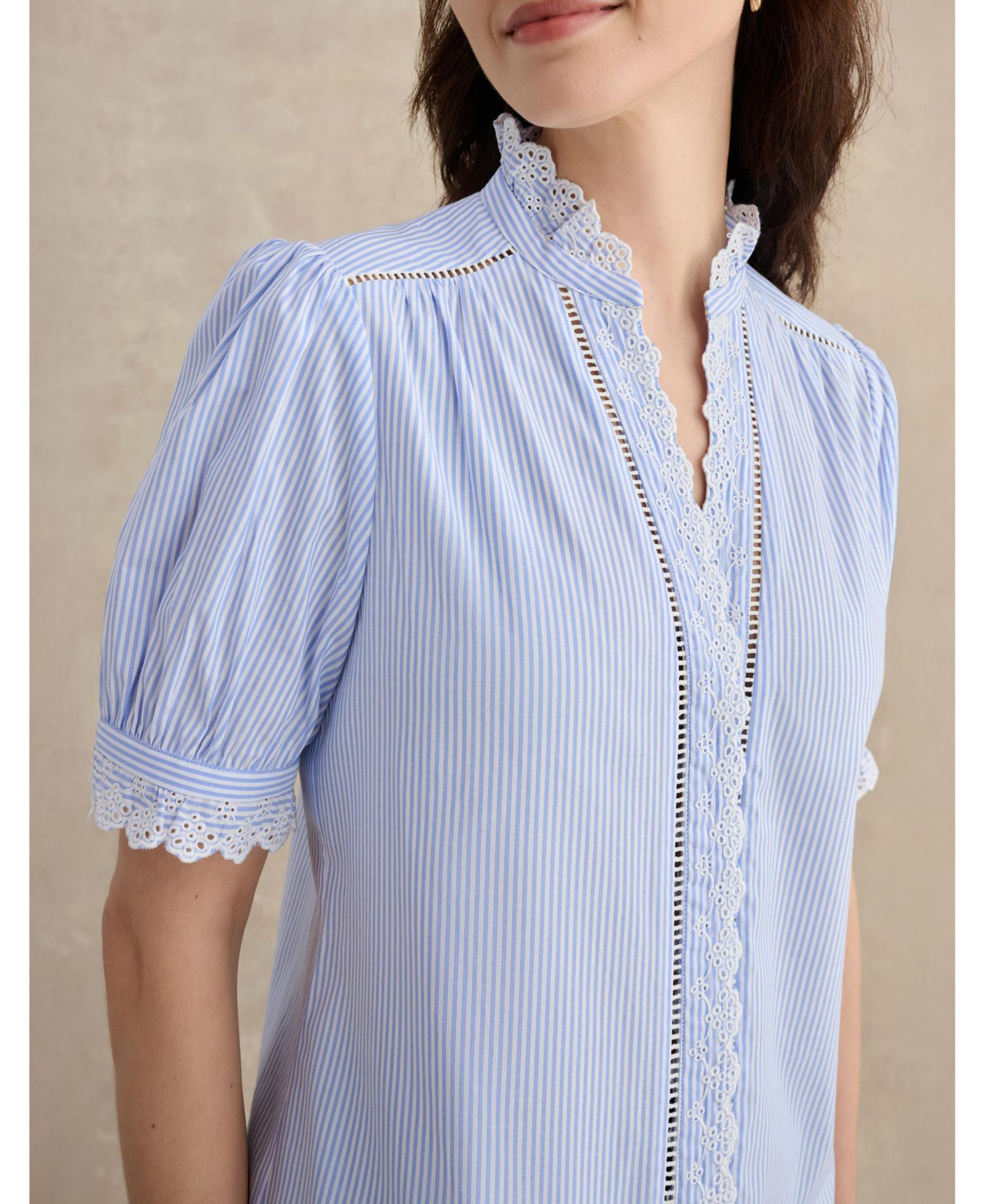 Women's Naima Scalloped Lace Trim Pintuck Blouse