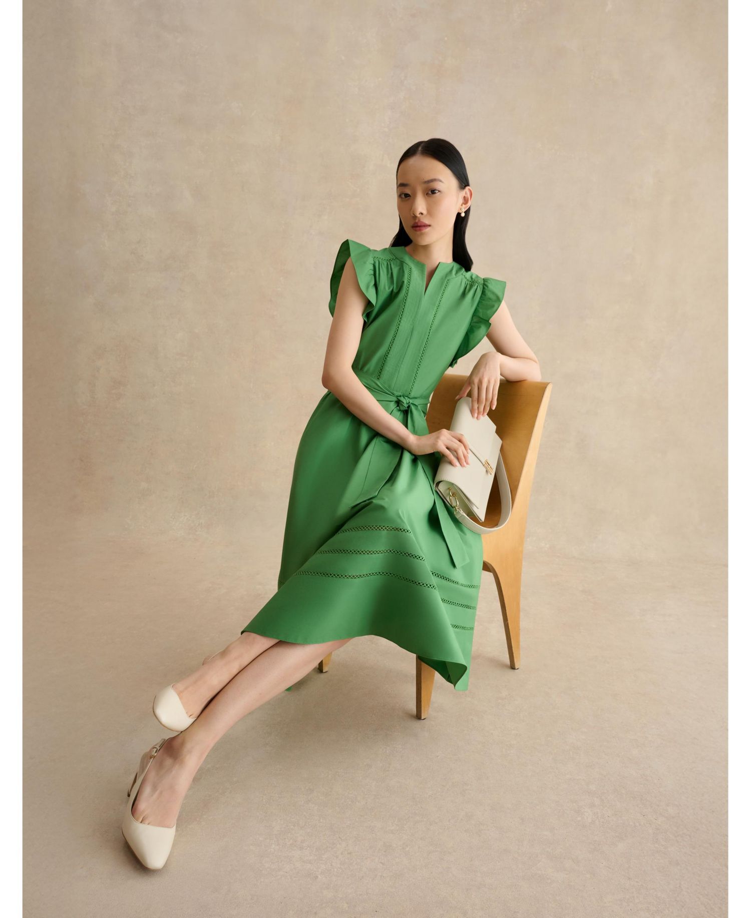 Women's Vanessa Ruffle Sleeve Midi Dress