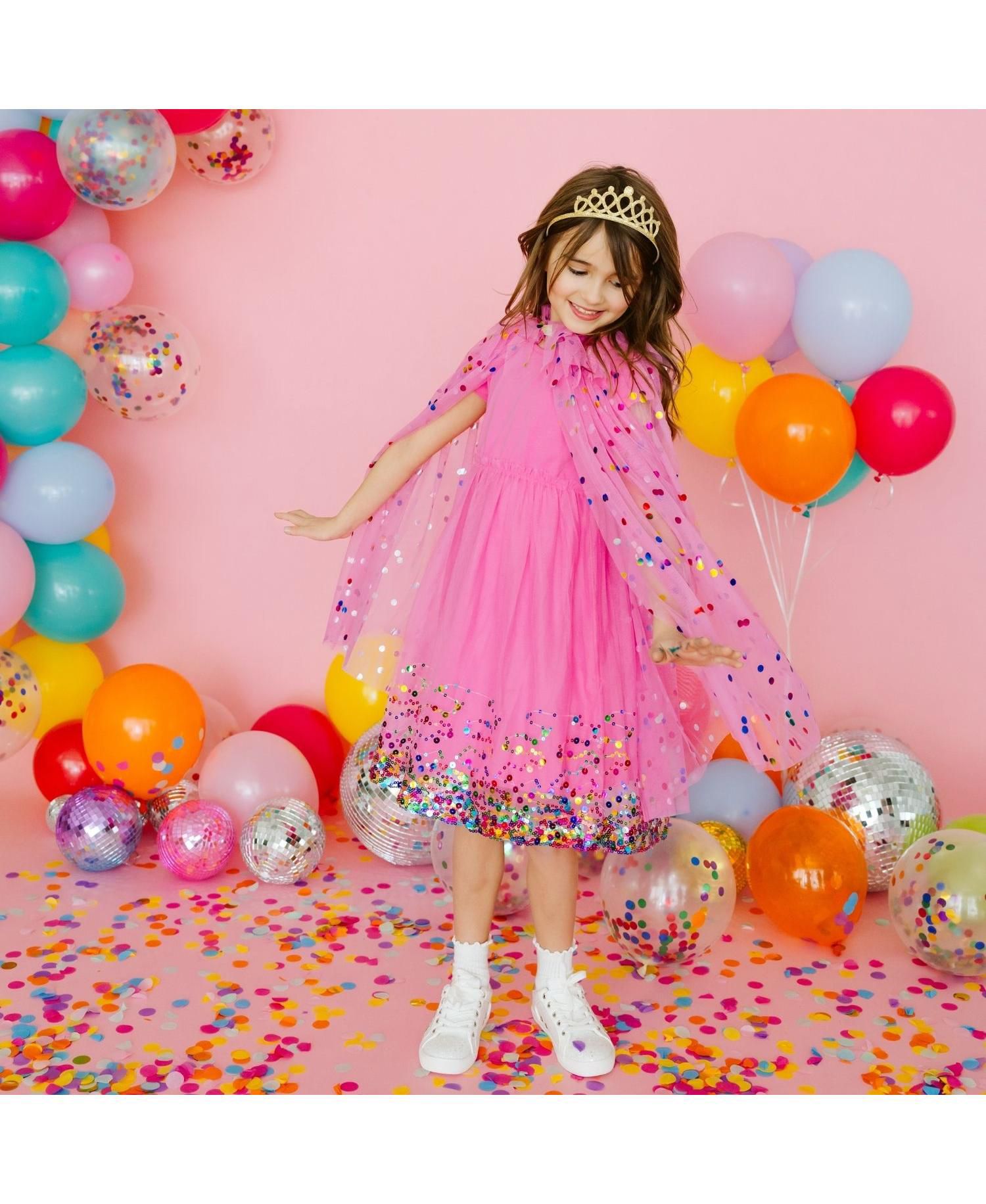 Girls Raspberry Confetti Cape