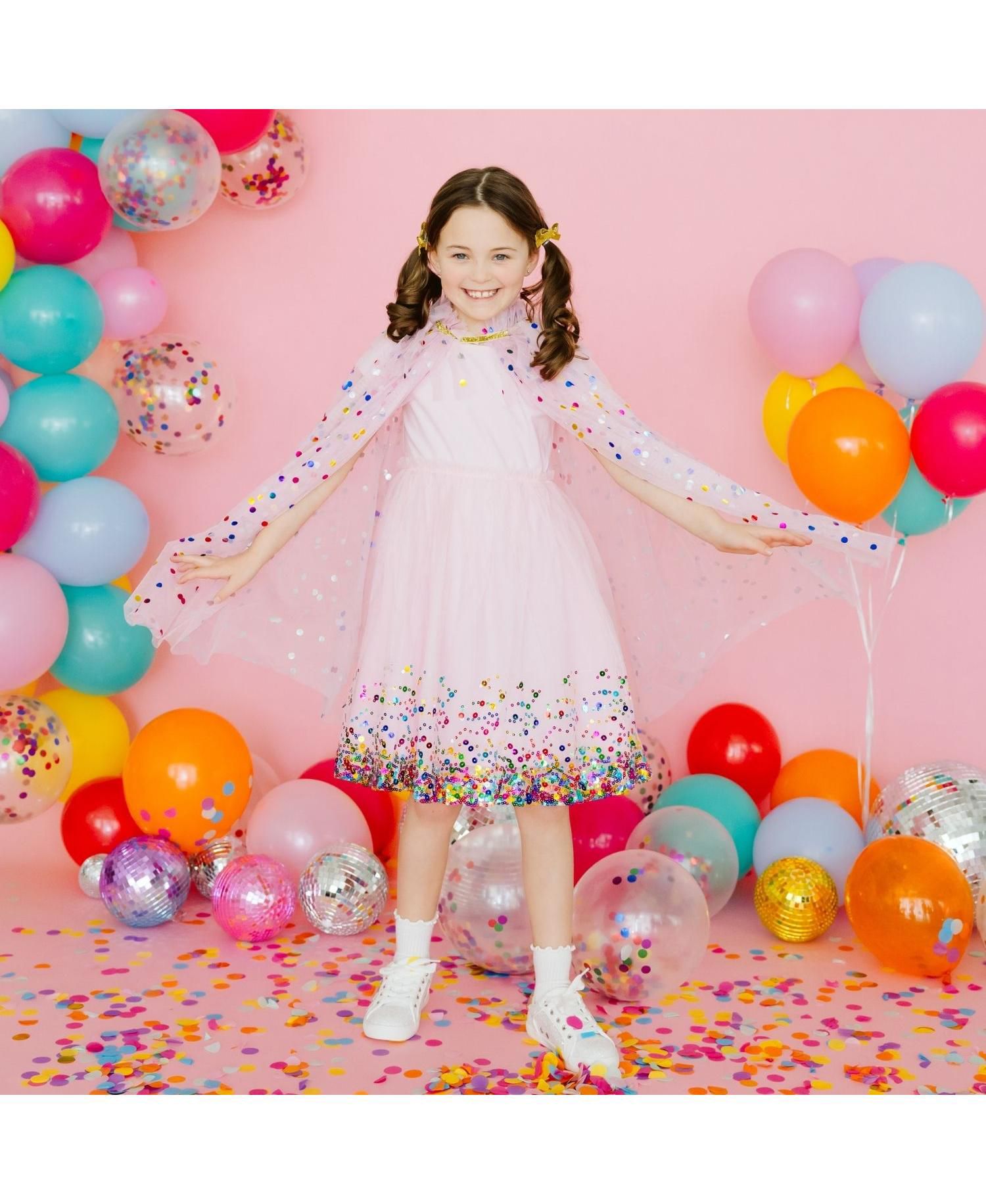 Girls Pink Confetti Cape