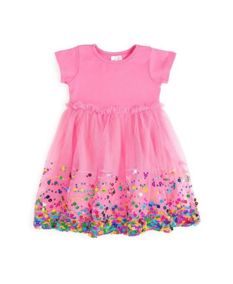 Платье Sweet Wink Raspberry Confetti Short Sleeve Tutu Dress для девочек, цвет: Малиновый