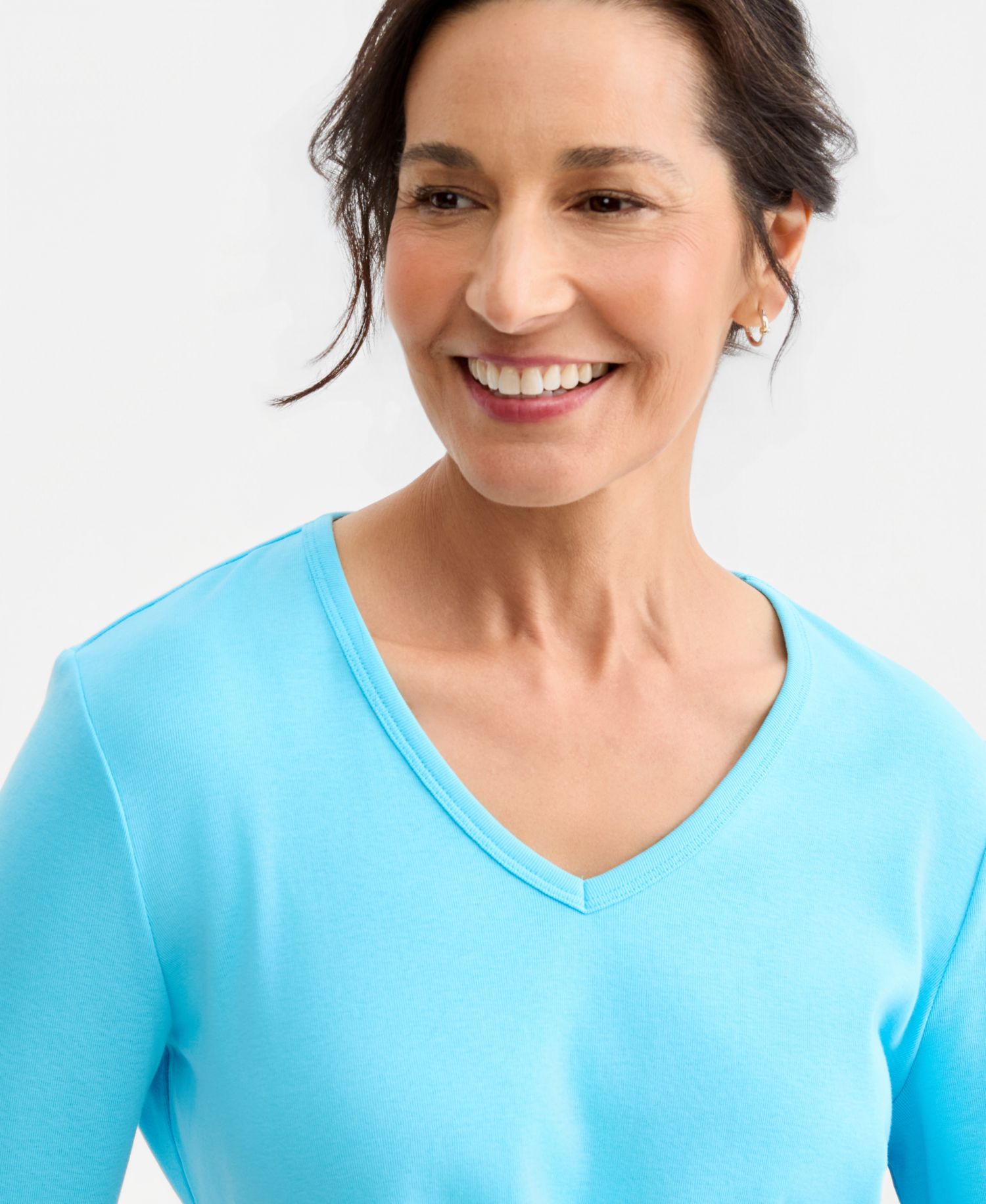 Petite V-Neck 3/4-Sleeve T-Shirt