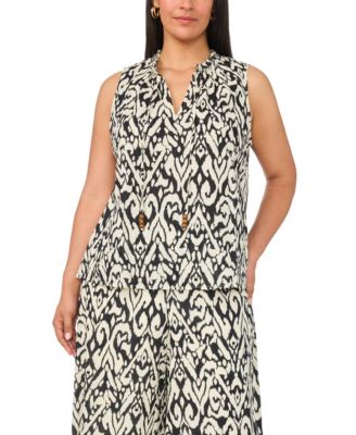 Plus Size V-Neck Sleeveless Flowy Shell Top