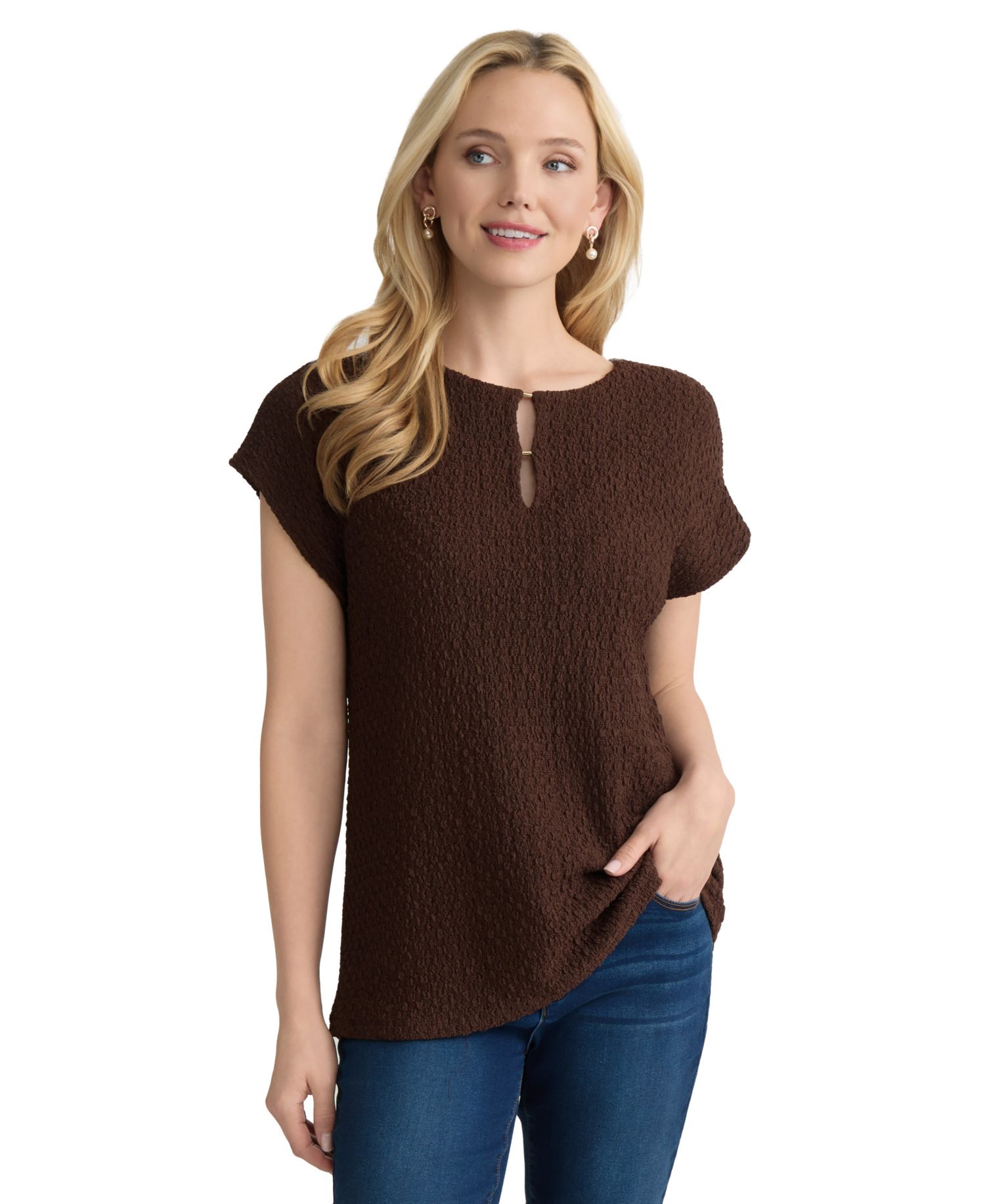 Petite Knit Cobble Texture Top