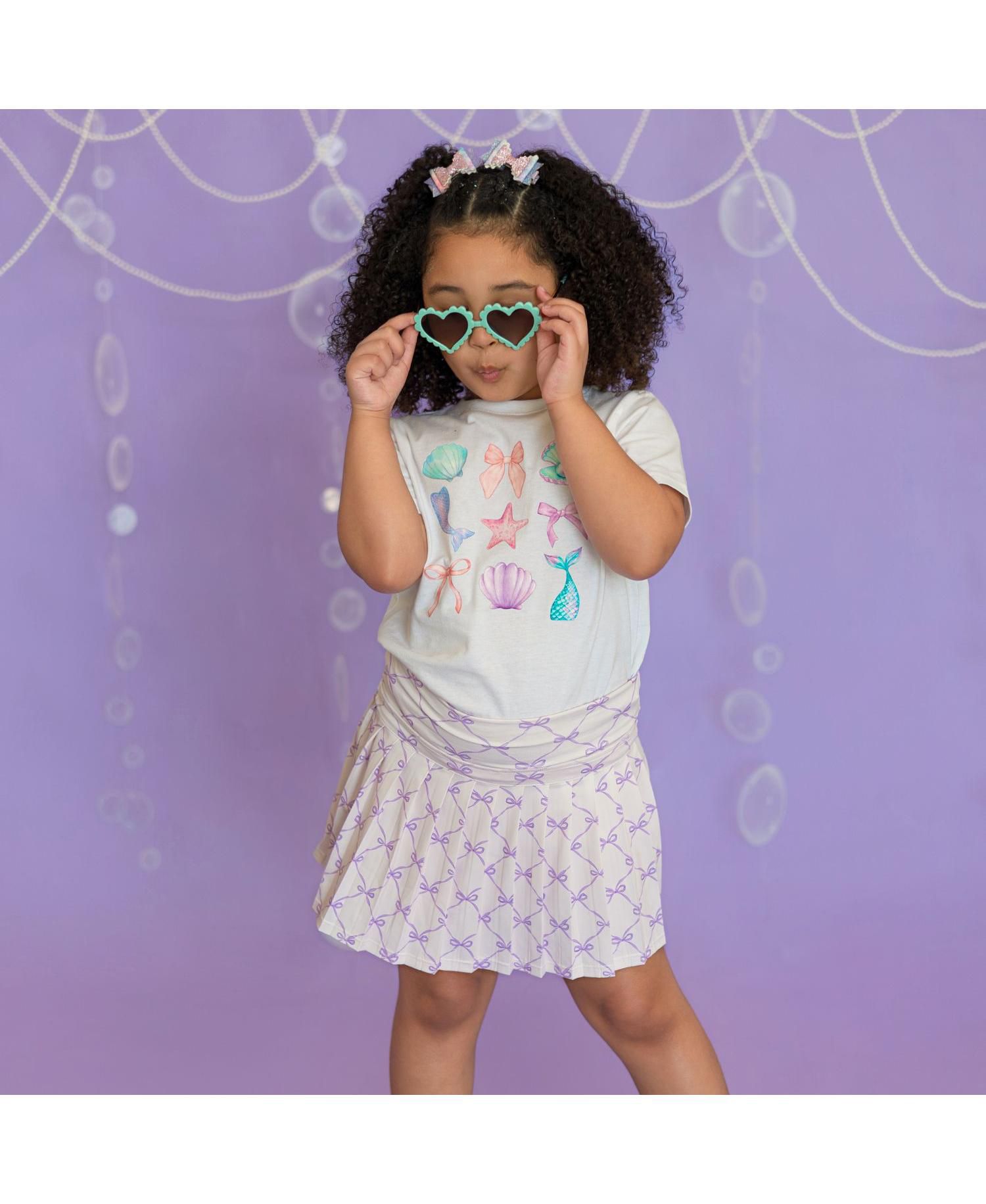 Big Girls Lavender Bow Trellis Athletic Skort